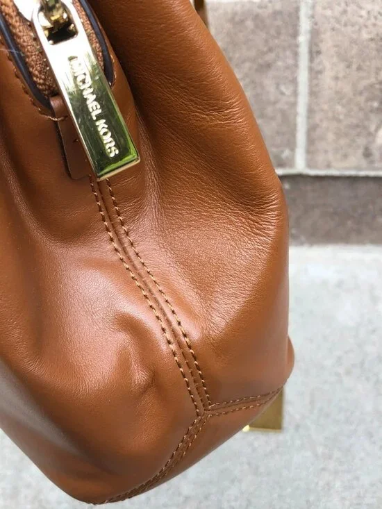 MICHAEL KORS Florence Satchel Purse Leather Brown Top Handle Hand Bag Shoulder - Picture 13 of 16